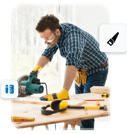 Carpenter working with tools