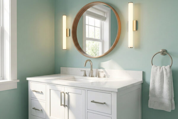 Small bathroom upgrades that make a big difference by TJ Handyman Services in Orlando – updated vanity, mirror, lighting, and fixtures for a modern refreshed look.