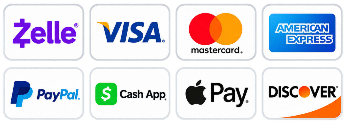 We accept payments through Visa, MasterCard, American Express, and PayPal